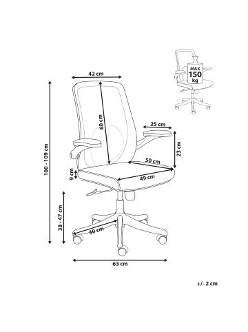 Beliani Bürostuhl OVERLORD in Schwarz - (W) 49 x (H) 100 x (L) 63 cm