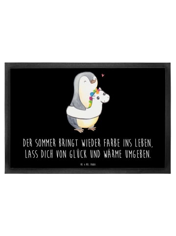 Mr. & Mrs. Panda Fußmatte Sommerfarben mit Spruch in Schwarz