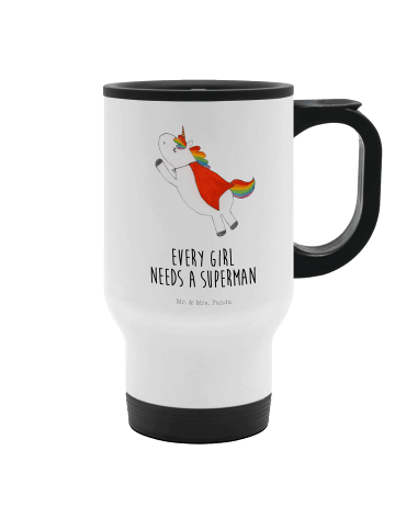 Mr. & Mrs. Panda Kaffeebecher Einhorn Super mit Spruch in Weiß