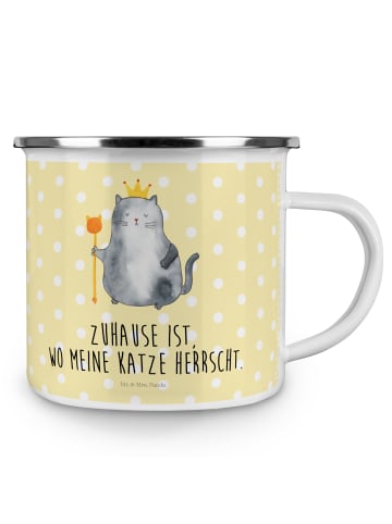 Mr. & Mrs. Panda Kaffeebecher Katze König mit Spruch in Gelb Pastell