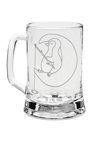 Mr. & Mrs. Panda Gravur Bierkrug Pinguin Mond ohne Spruch in Transparent