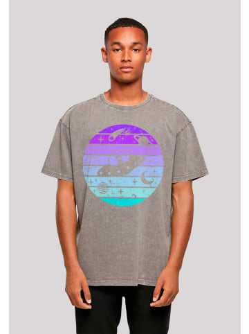 F4NT4STIC Oversize T-Shirt Retro Alien Weltraum Sonnenuntergang in Asphalt