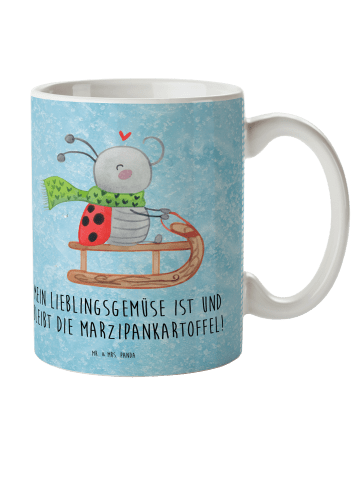 Mr. & Mrs. Panda Kindertasse Smörle Rodeln mit Spruch in Eisblau