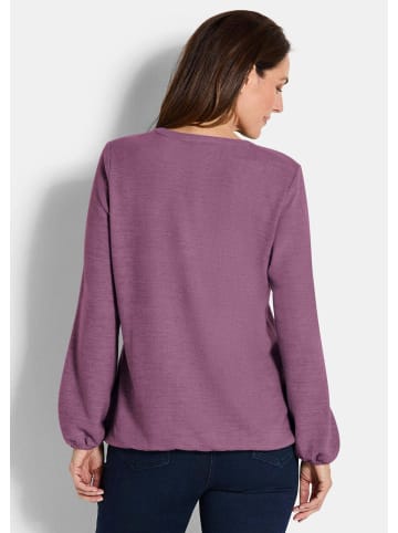 GOLDNER Elegante Bluse mit Zierblende, Rundhals in beere