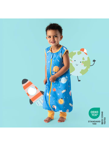 Schlummersack Schlafsack mit Füßen und umklappbaren Bündchen 1.0 TOG in Blau-Gelb