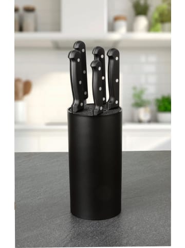 Gourmet Maxx Messerset mit Messerblock 6-tlg. schwarz/silber Schwarz