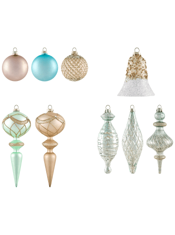 Beliani 35er-Set Weihnachtsbaumkugeln FROSTING in Bunt