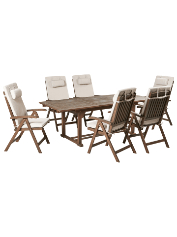 Beliani 7-tlg Gartentisch Set AMANTEA PREMIUM in Braun/Beige