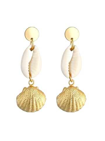Elli Ohrringe 925 Sterling Silber Kreis, Muschel, Plättchen in Gold