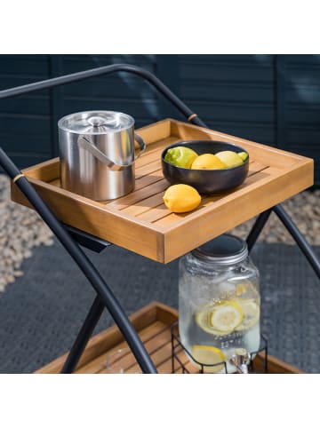 home24 Gartenservierwagen Rolly in Akazie Schwarz