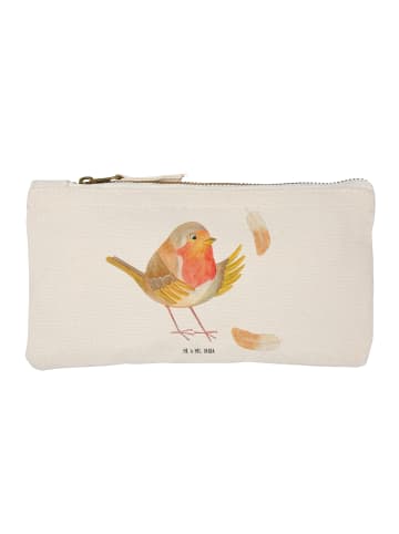 Mr. & Mrs. Panda Mäppchen Rotkehlchen Federn ohne Spruch in Weiß