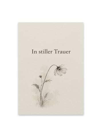 Kondolenzkarte Blume elegant Design mit Spruch in Weiß