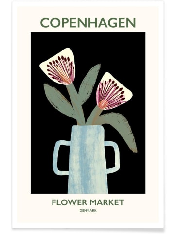 Juniqe Poster "Copenhagen Flower Market" in Blau & Rosa