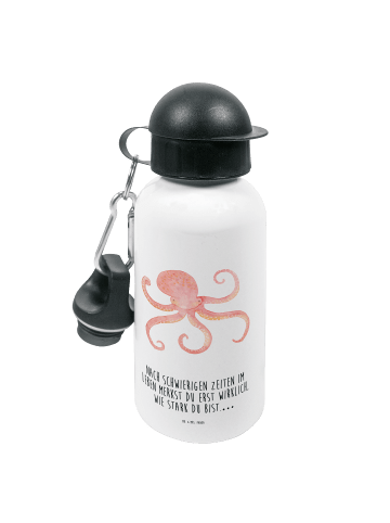 Mr. & Mrs. Panda Kindertrinkflasche Tintenfisch mit Spruch in Weiß
