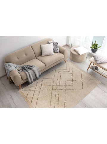 Kayoom Kurzflor Teppich Mylen 425 in creme - braun - rechteckig