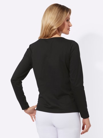 Sieh an! Langarmshirt in schwarz-ecru