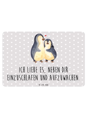 Mr. & Mrs. Panda Blechschild Pinguine Einschlafen mit Spruch in Grau Pastell