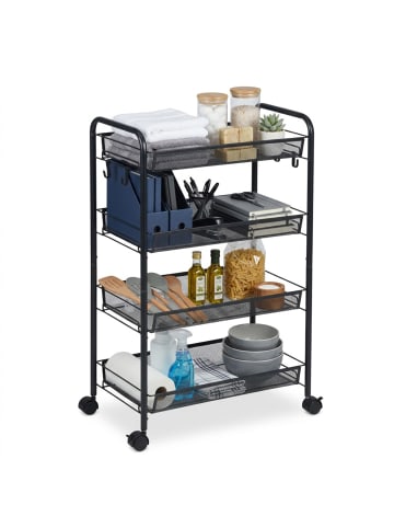 relaxdays Rollwagen in Schwarz - (B)44,5 x (H)84 x (T)26 cm