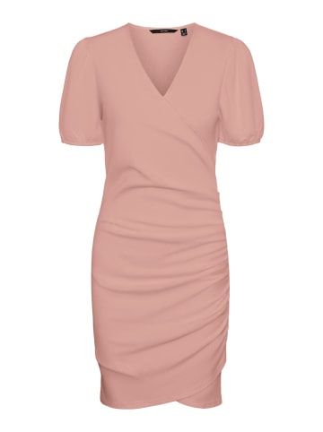 Vero Moda Blusen Midi Kurzarm Tunika Kleid Gerippt VMELISA in Rosa