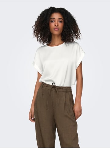 ONLY Glänzendes Silky Shirts Oberteil mit Seiden Optik in Weiß