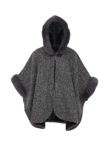 fraully Damen Poncho in Dunkelgrau