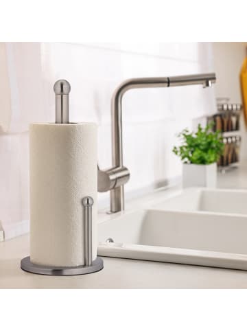 relaxdays Küchenrollenhalter in Silber - (H)35 x Ø15 cm