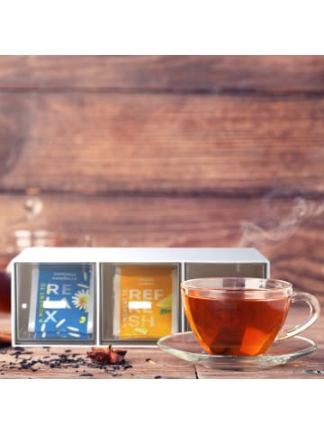 relaxdays Tee Organizer in Weiß/ Transparent