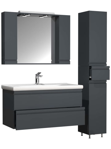 ebuy24 Badmöbelset SiloraXL Anthrazit 130 x 46 cm