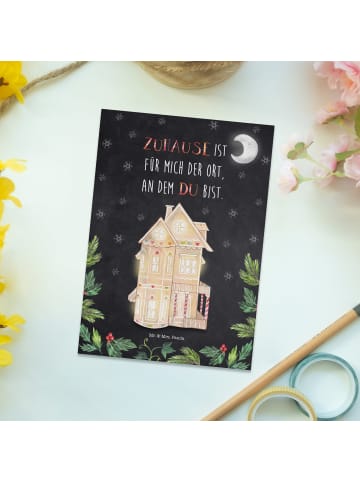 Mr. & Mrs. Panda Grußkarte Lebkuchenhaus mit Spruch in Weiß