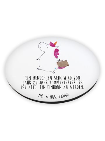 Mr. & Mrs. Panda Rund Magnet Einhorn Koffer mit Spruch in Weiß
