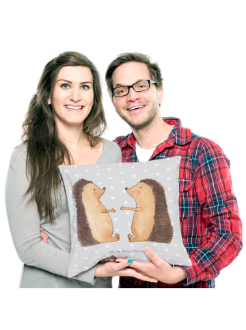 Mr. & Mrs. Panda Kopfkissen Igel Liebe ohne Spruch in Grau Pastell