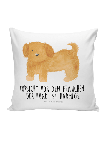Mr. & Mrs. Panda Sofakissen Hund Flauschig mit Spruch in Weiß