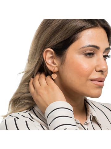 Steel_Art Ohrcreole Frauen mit Herz Anhänger Lea silberfarben in rosegoldfarben