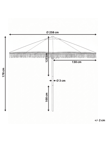 Beliani Marktschirm MURASA in Weiß/Braun - (W) 258 x (H) 178 x (L) 258 cm