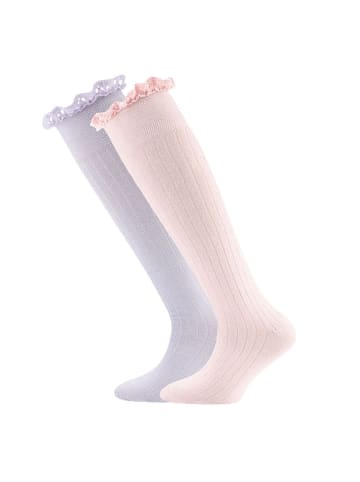 ewers 2er-Set Kniestrümpfe 2er Pack Spitze in rosa-flieder