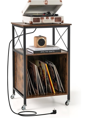 COSTWAY Schallplatten Aufbewahrung Ständer in Braun