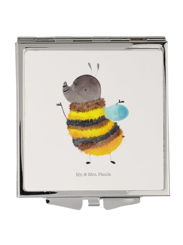 Mr. & Mrs. Panda Kosmetikspiegel Hummel flauschig ohne Spruch in Weiß