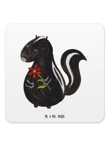 Mr. & Mrs. Panda Tassenuntersetzer Stinktier Blume ohne Spruch in Weiß