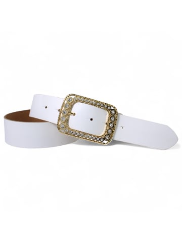 FRONHOFER Damengürtel goldene Strassschnalle in Weiß
