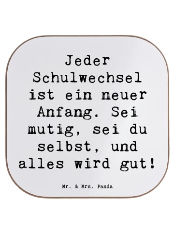 Mr. & Mrs. Panda Untersetzer Spruch Einen Schulwechsel bewältige... in Weiß