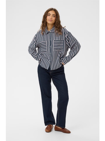 CULTURE Langarm-Hemd CUantomine Casual fit in Dress Blues/White/Pink Stripe