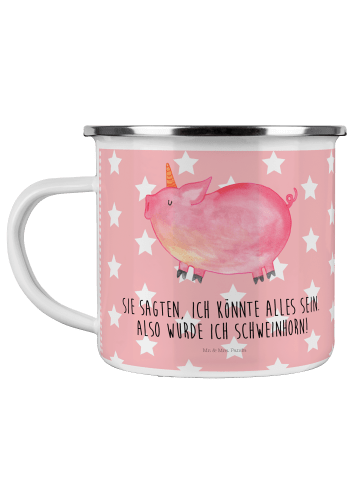 Mr. & Mrs. Panda Teetasse Einhorn Schwein mit Spruch in Rot Pastell