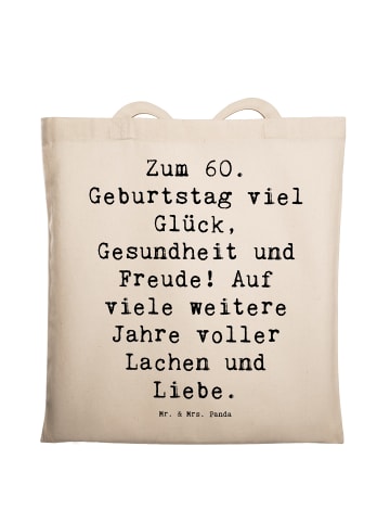 Mr. & Mrs. Panda Stoffbeutel Spruch 60. Geburtstag Glück mit Spruch in Creme