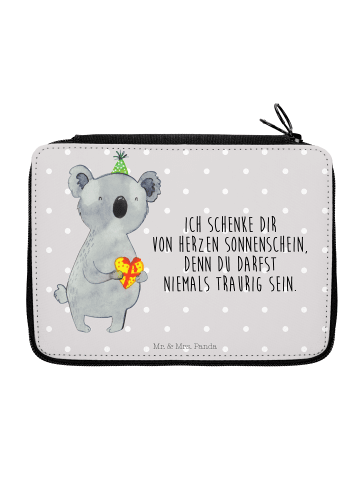 Mr. & Mrs. Panda Federmappe Koala Geschenk mit Spruch in Grau Pastell