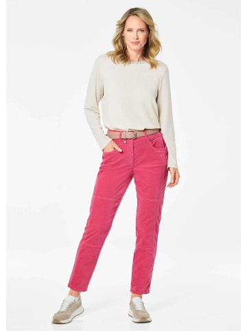 GOLDNER Kurzgröße:  Bequeme Samthose mit raffinierter Naht in pink
