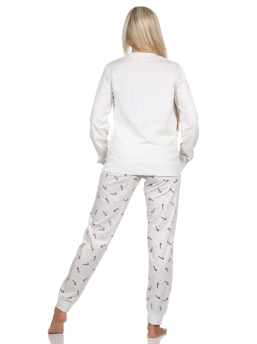 NORMANN Schlafanzug Weihnachten langarm Bündchen - 88727 in creme