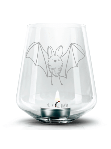 Mr. & Mrs. Panda Glas Teelichthalter Fledermaus Flügel ohne Spruch in Transparent