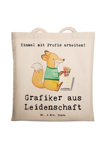 Mr. & Mrs. Panda Beutel Grafiker Leidenschaft mit Spruch in Creme