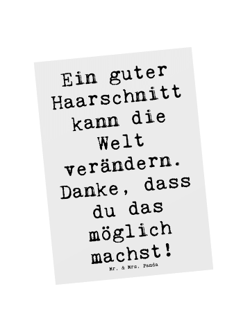 Mr. & Mrs. Panda Postkarte Spruch Friseur Wunder mit Spruch in Weiß