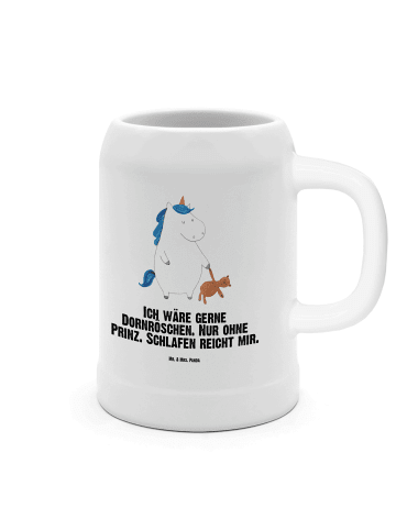 Mr. & Mrs. Panda Bierkrug Einhorn Teddy mit Spruch in Weiß